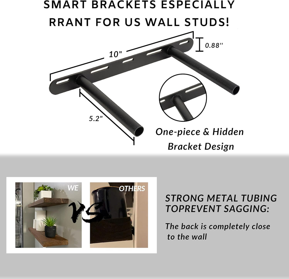BGMG Wood Floating Shelves for wall 18 inch, Distressed Rustic Wooden Wall Mo...