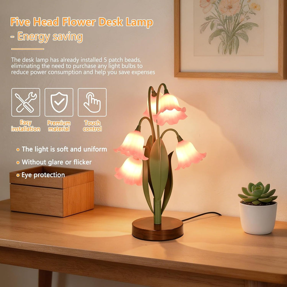 Flower Table Lamp for Bedroom, LED Cute Reading Light