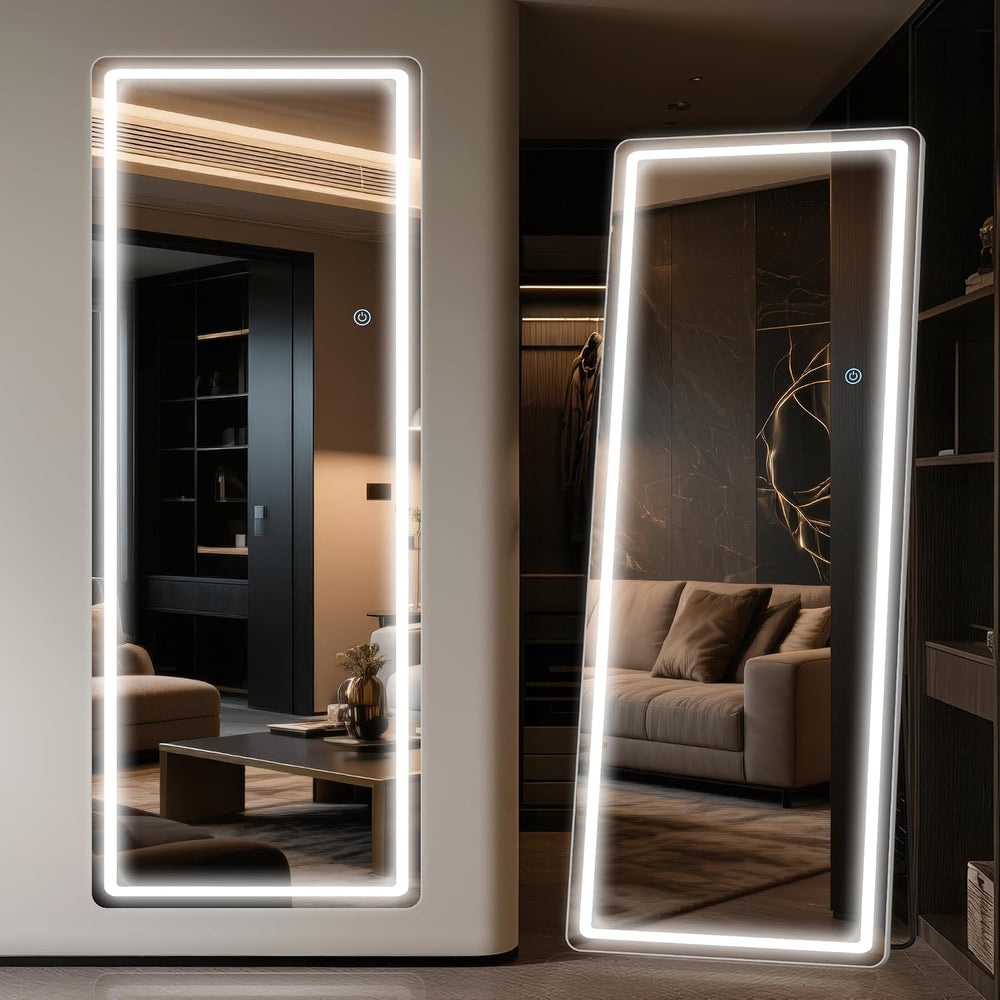 Antok 58"x18" LED Full Length Mirror, Lighted Floor Mirror, Rect