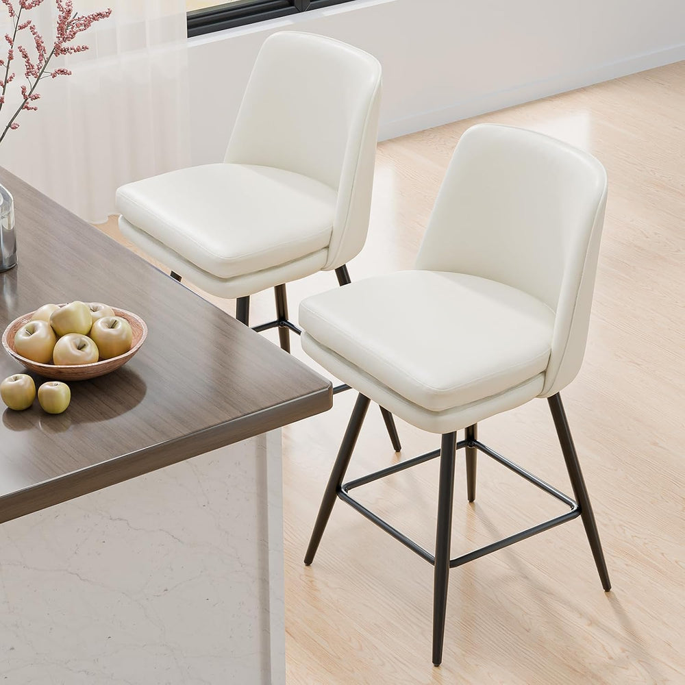 VINGLI 26" H Swivel Barstools Set of 1, PU Faux Leather Upholstered Coun...