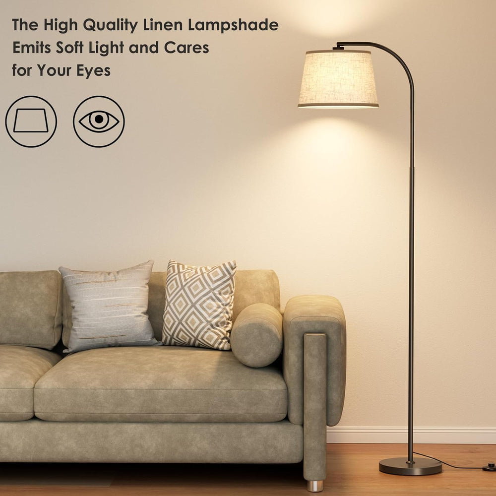 Karjoefar 64" 3 Color Dimmable Black Arc Floor Standing Lamp with Remote