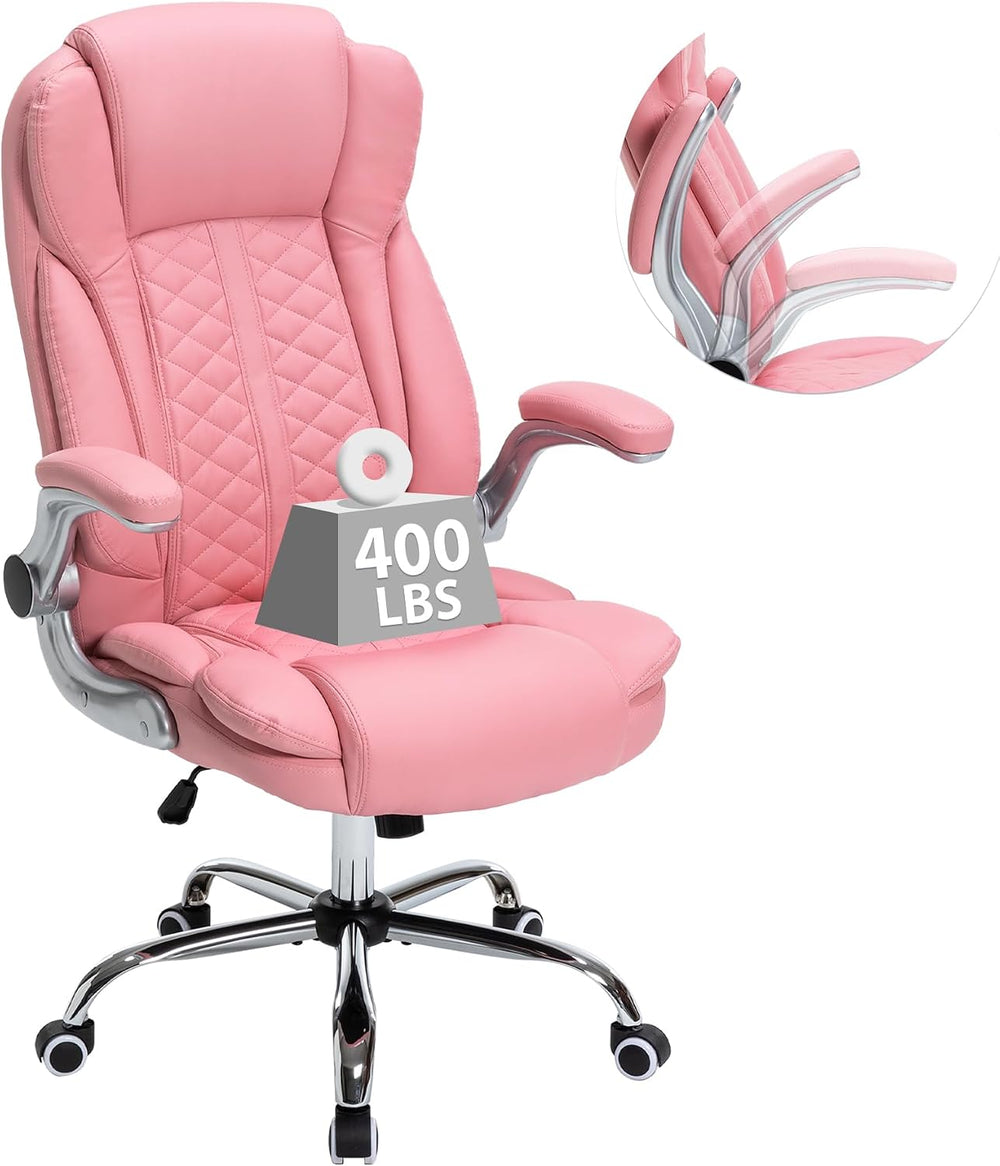 400lbs Executive Office Chair with Flip-Up Armrests, Big and Tall Computer Ch...