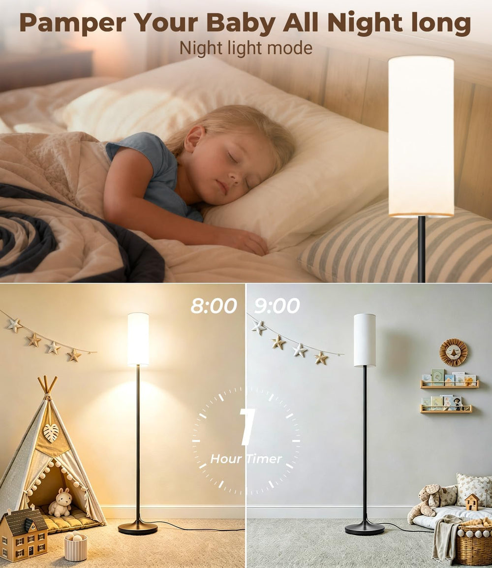 USTO Dimmable Floor Lamp with Remote,12W Led Bulb,Obsidian Black