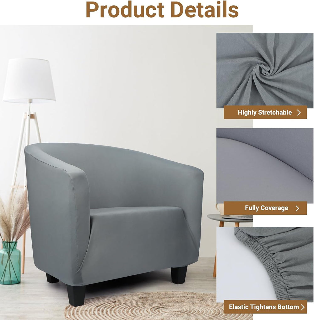 Club Chair Slipcover 1 Piece, 2Pack Round Soft Armchair Sofa Cover, Thick Dar...