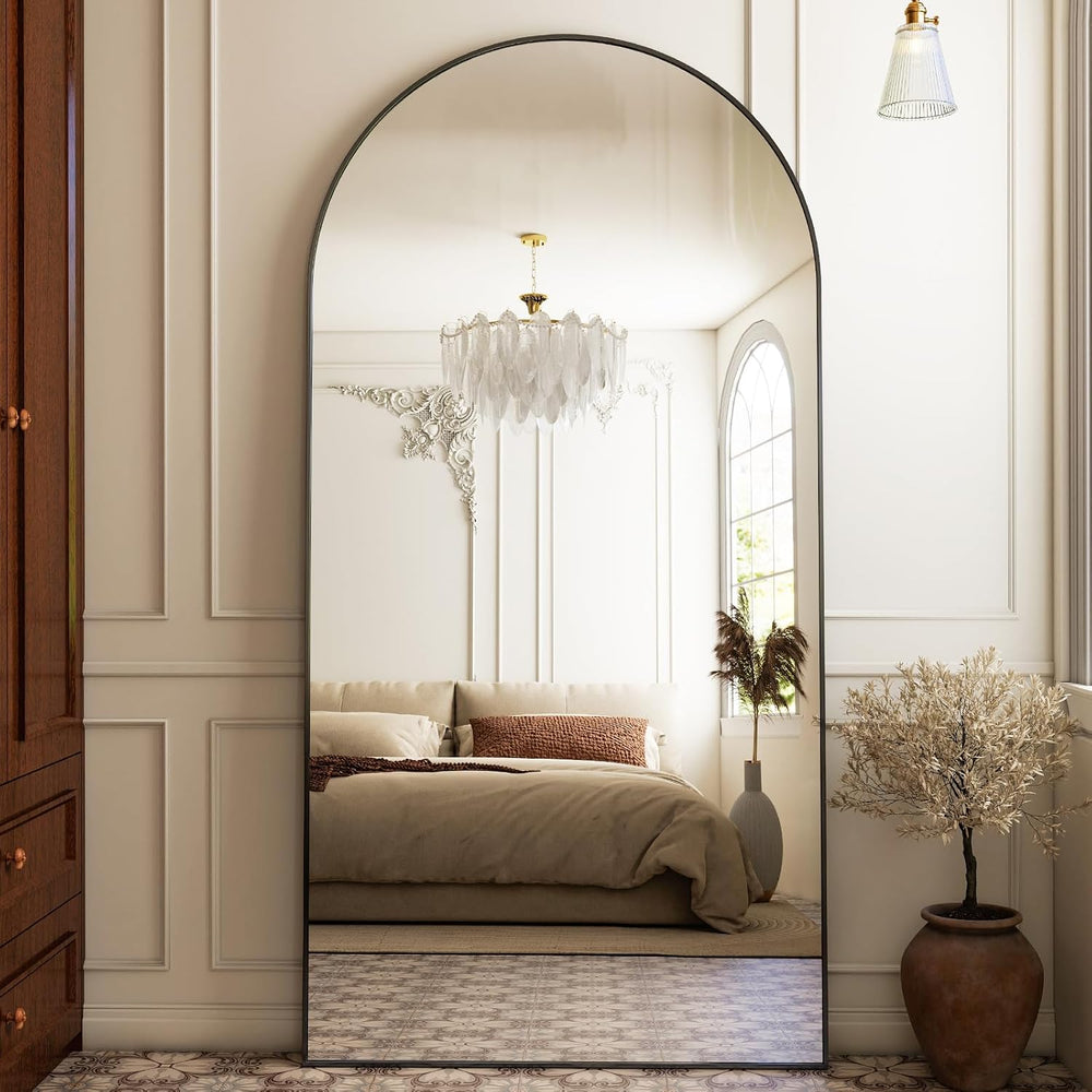 HARRITPURE 76"x34" Arched Full Length Mirror, Black