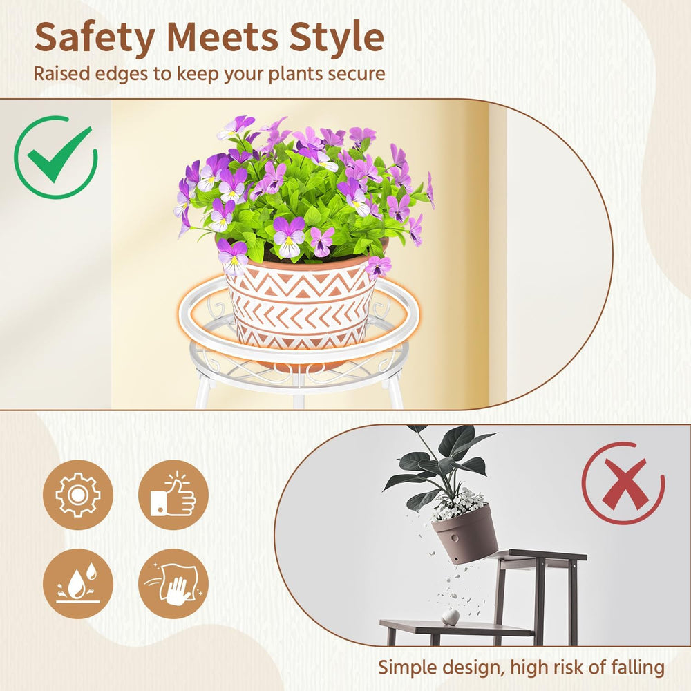 LASZOLA 3 Tiers Metal Corner Plant Flower Stand Tall Indoor Outdoor, White
