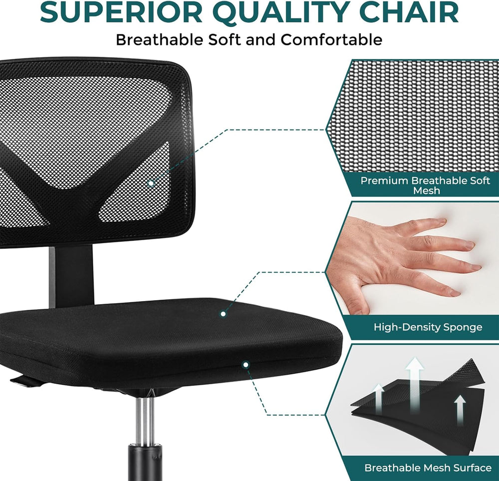 DUMOS Armless Small Desk Chairs, Ergonomic Home Office Mesh Chairs