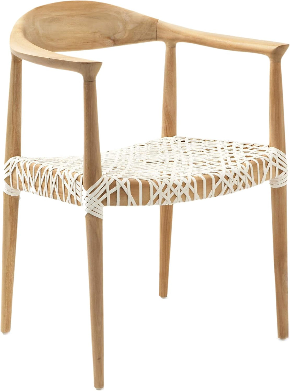 SAFAVIEH Home Collection – Wade Light Oak Teak Wood Arm Chair with Woven Leat...