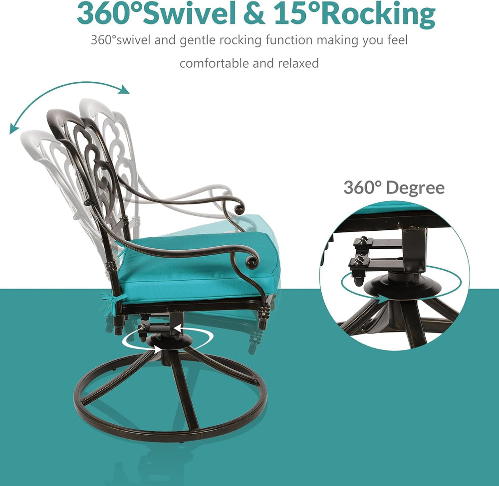MEETWARM 3-Piece Outdoor Patio Dining Set, All-Weather Cast Aluminum Patio Co...