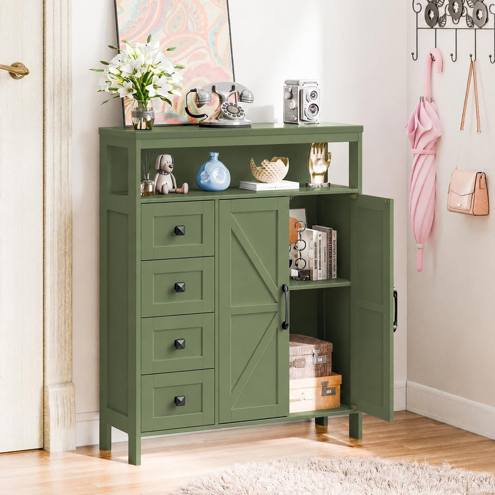 Befrases Farmhouse Storage Cabinet with 2 Doors and 4 Drawers, Green