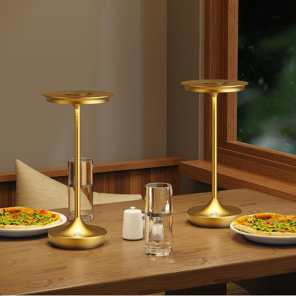 LED Rechargeable Cordless Outdoor 6000mAh Battery Table Lamp 2-Pack Gold