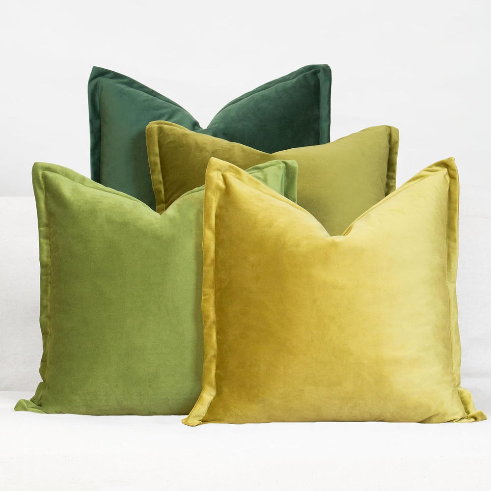 Green Yellow Gold Decorative Throw Pillow Covers, Set of 4, 18x18 Inch Solid ...