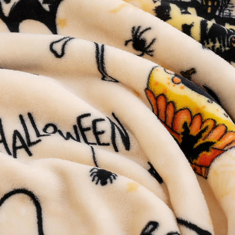 PHF Halloween Fleece Blanket King, 300GSM Plush Cozy Throw, Fall Decor