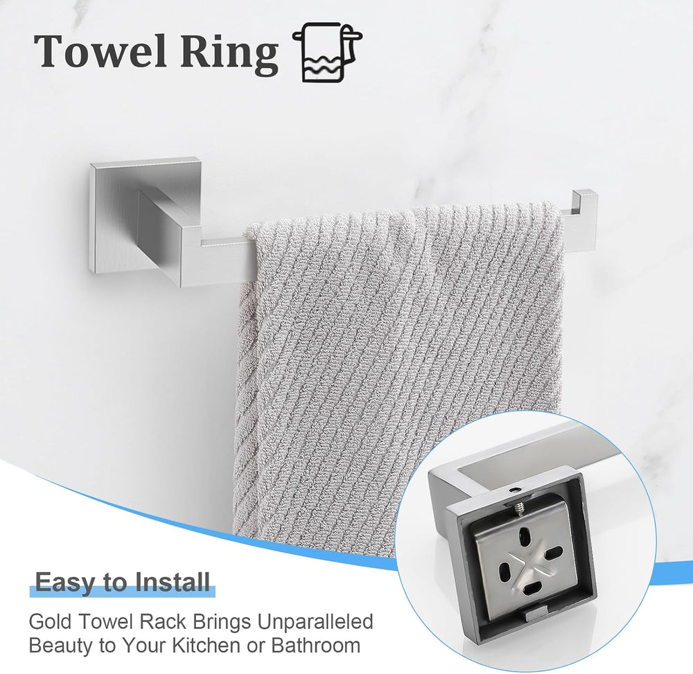 TURS Brushed Nickel 10-Piece Bathroom Hardware Set Towel Bar Set SUS304 Stain...