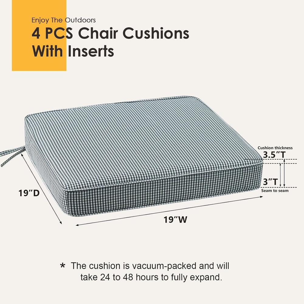 Outdoor Square Corner Seat Cushion, 19"x19"x3", Set of 4, Non ...