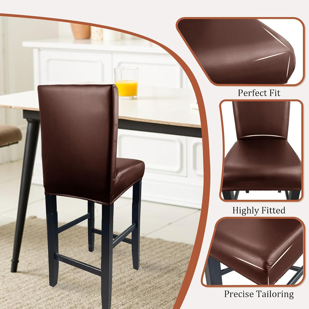 PU Leather Bar Stool Covers with Backs Waterproof Bar Stool Chair Covers