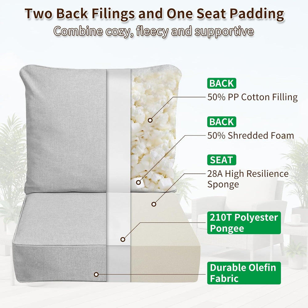 6" Thick Olefin Waterproof 24"x24" Outdoor Chair Cushion