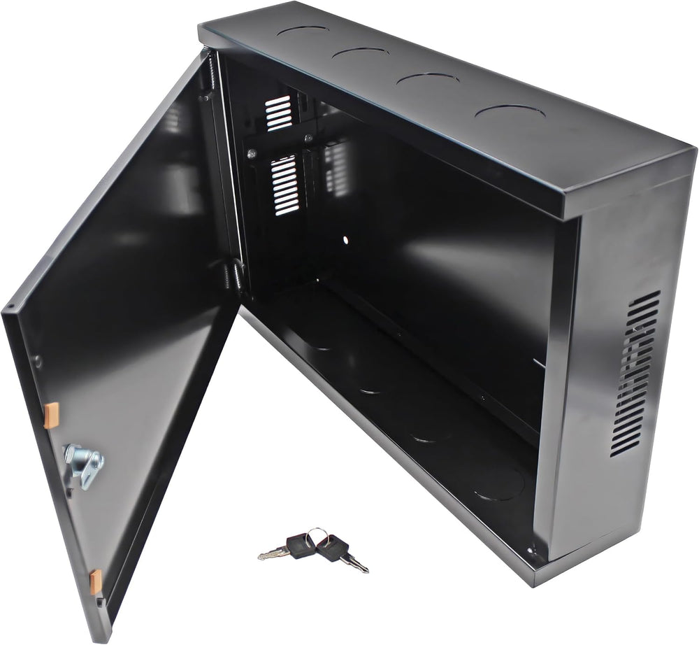 Electriduct 2U Wall Mount Rack Enclosure Network Cabinet Solid Door Black Pow...