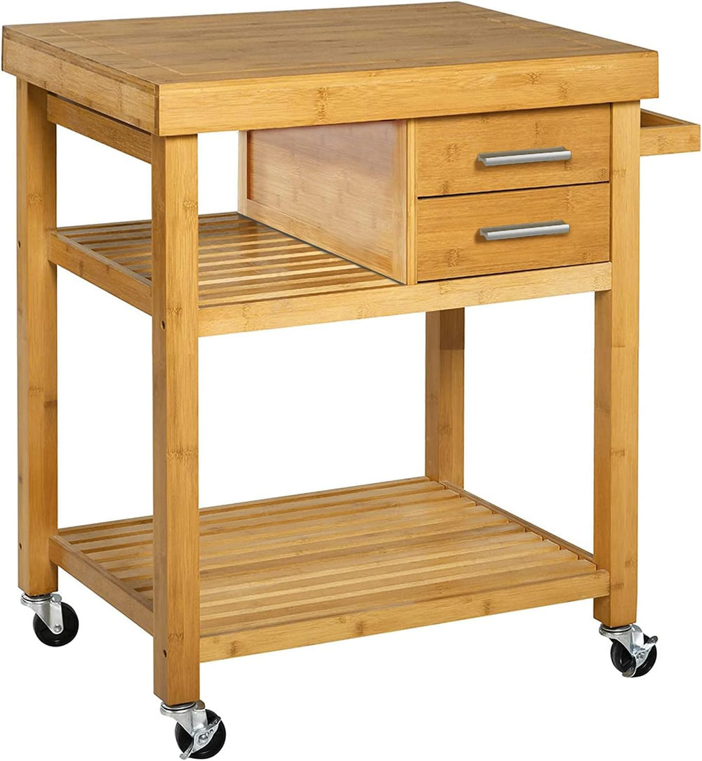 Rolling Kitchen Island Cart with Drawers Shelves, Towel Rack, Locking Casters...