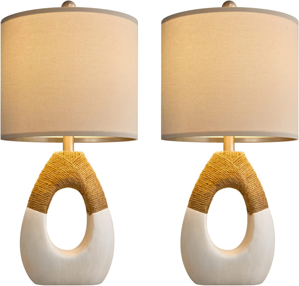 OYEARS 19'' Small Boho Table Lamps for Bedroom Set of 2 for Bedside