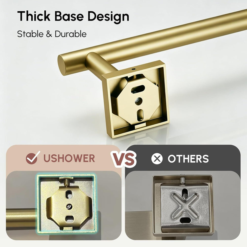 USHOWER Brushed Gold Bath Towel Bar, 30 Inch Towel Racks for Bathroom