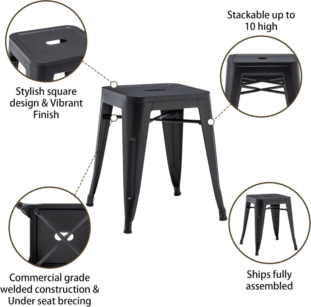 HAOBO Home 18" Metal Stools Set of 4, Classroom Stools for Indoor Outdoor