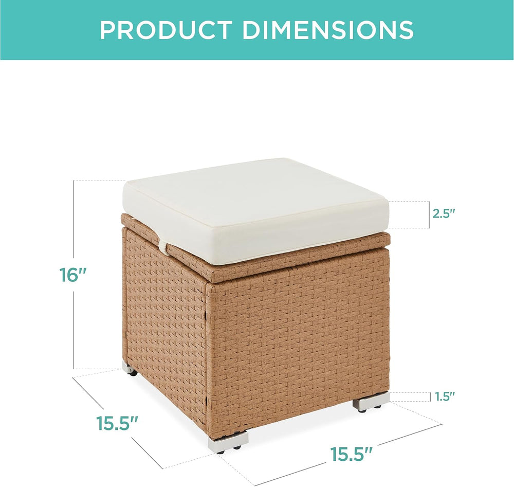 Best Choice Products Set of 2 Wicker Ottomans, Multipurpose Outdoor Furniture...