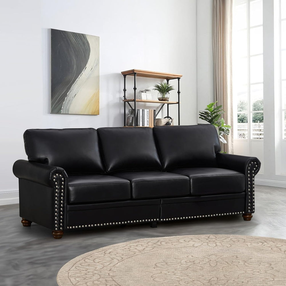 2 Piece Faux Leather Sofa Set,Modern Couch and Loveseat Sets with Storage,Mid...