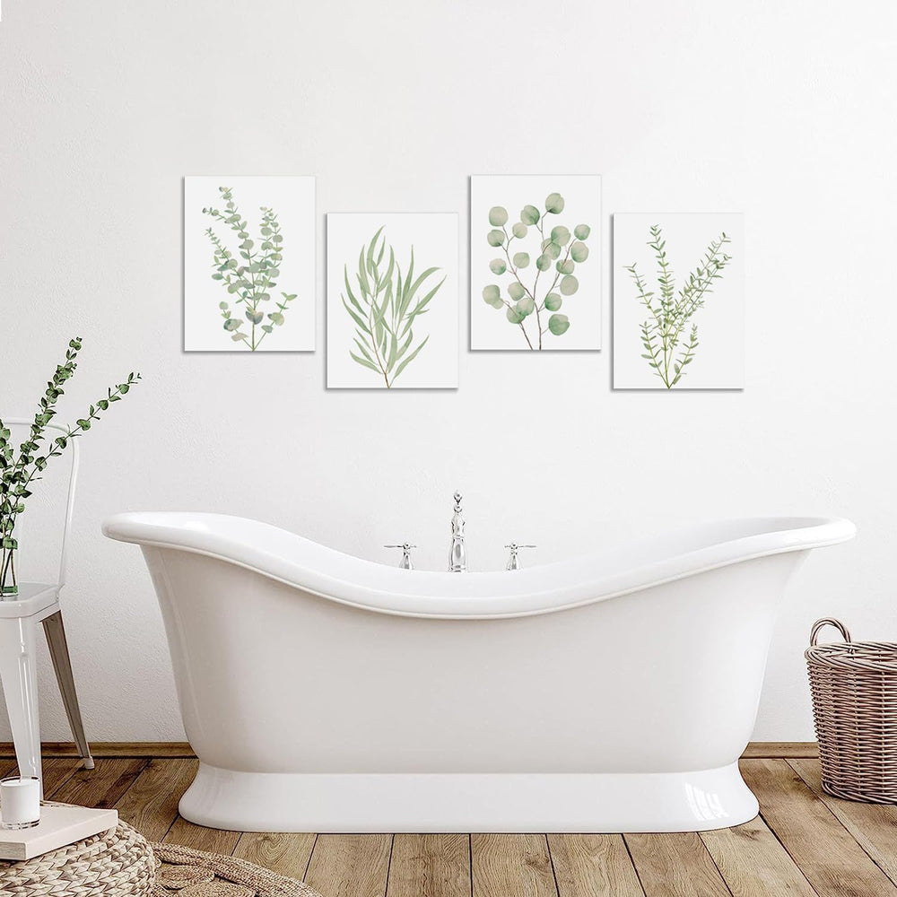 Botanical Bathroom Wall Art 12”x16” Sage Green Framed Canvas Office Decor