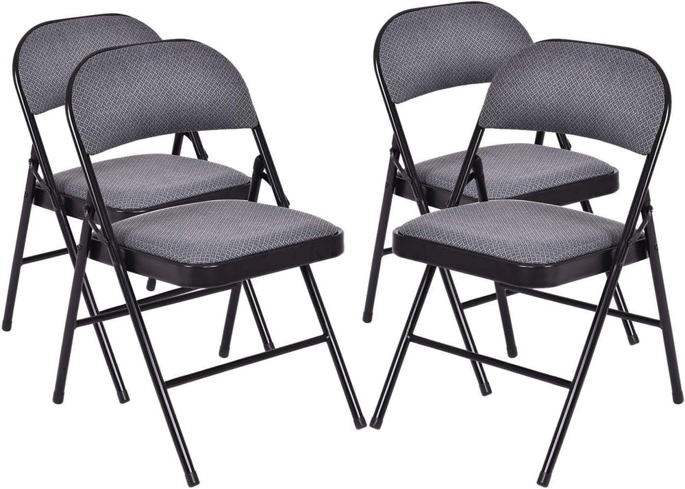 COSTWAY 4 Pack Upholstered Folding Chairs with Steel Frame for Home Office