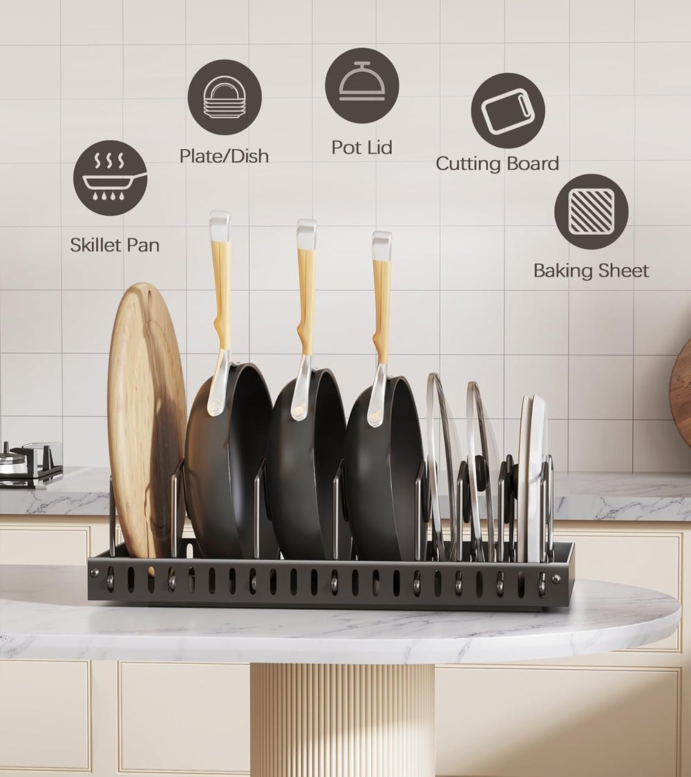 Lozovin Pull Out Pots and Pans Organizer Under Cabinet, Sliding Lid Holder an...