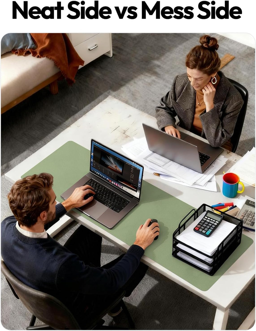 YSAGi Leather Desk Pad Protector, Office Desk Mat, Large Mouse Pad, Non-Slip ...