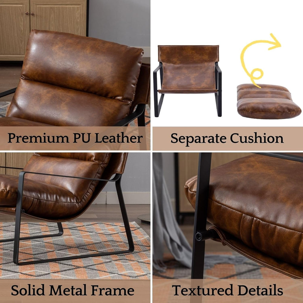 LukeAlon Modern Brown PU Leather Accent Armchair