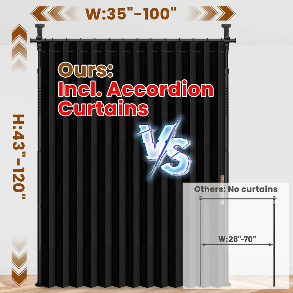 100% Blackout Room Divider Curtains Sets Black 1 Panel W100 x L84in No Drill ...