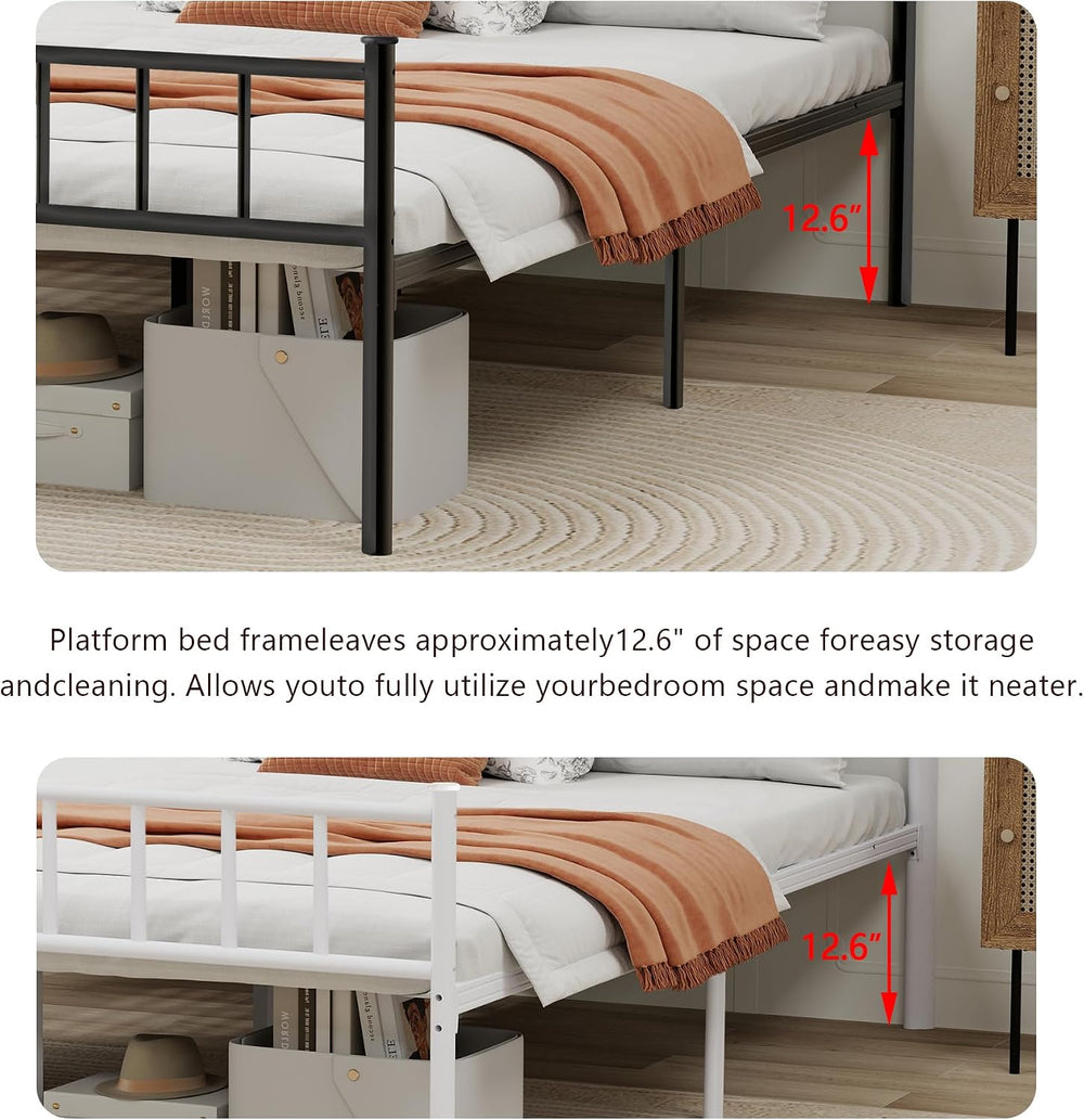 Metal Platform Twin Size Bed Frame, Black
