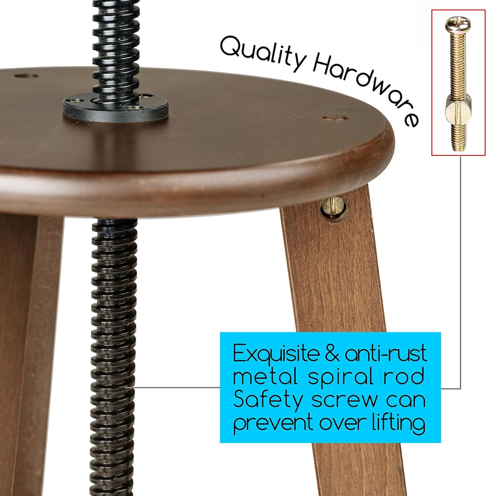MEEDEN Walnut Drafting Stool with Solid Beech Wood, Height Adjustable Artist ...