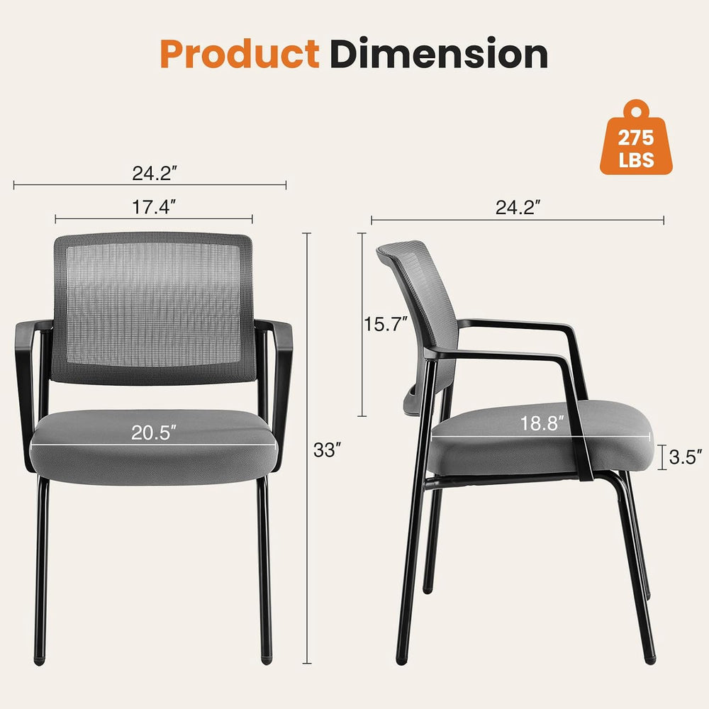 Sweetcrispy Waiting Room Chairs 2 Pack, Mesh Office Guest Chairs