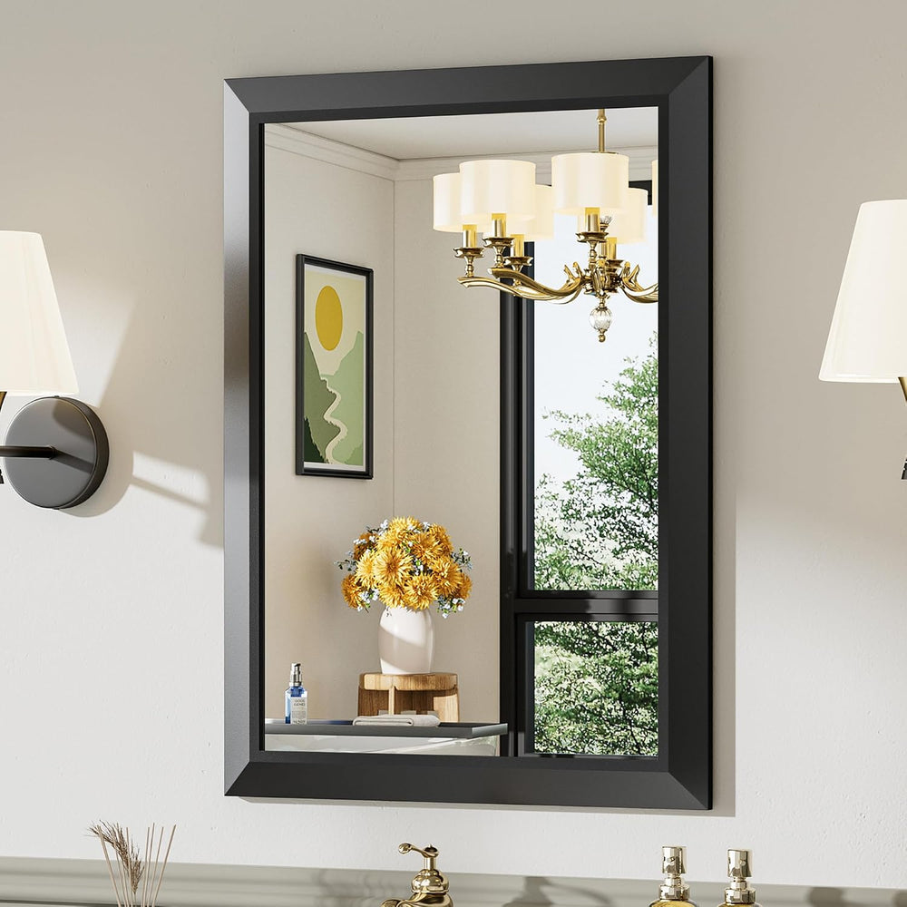 Briivue Black Metal Framed Bathroom Wall Mirror, 22x30 Inch