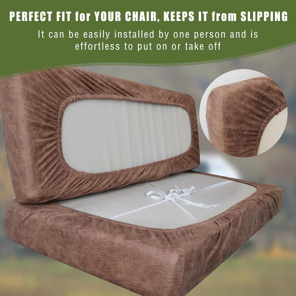 4PCS Leather Look RV Dinette Cushion Covers, Stretchable Camper Cushion Cover...