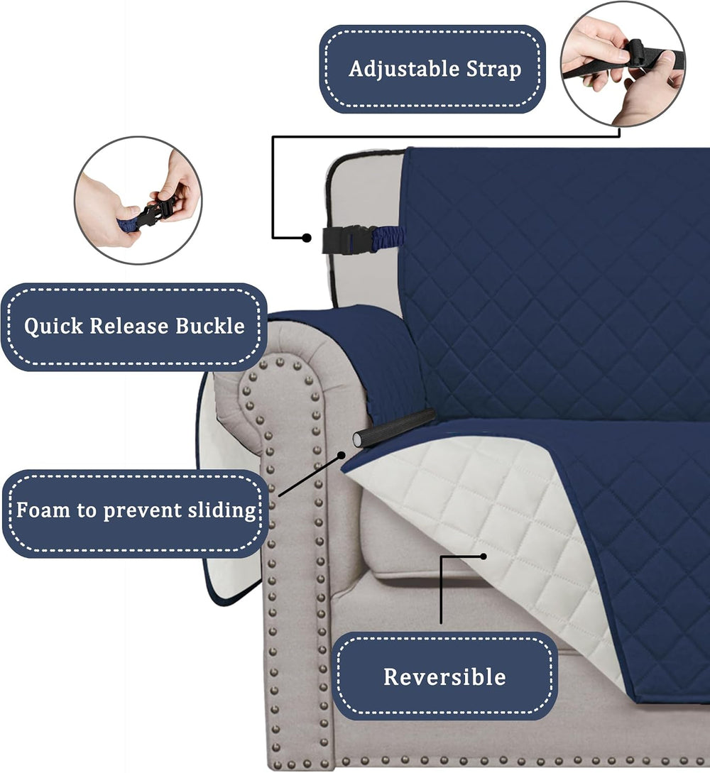Easy-Going Reversible Couch Cover, Chair 30 in, Navy/Ivory