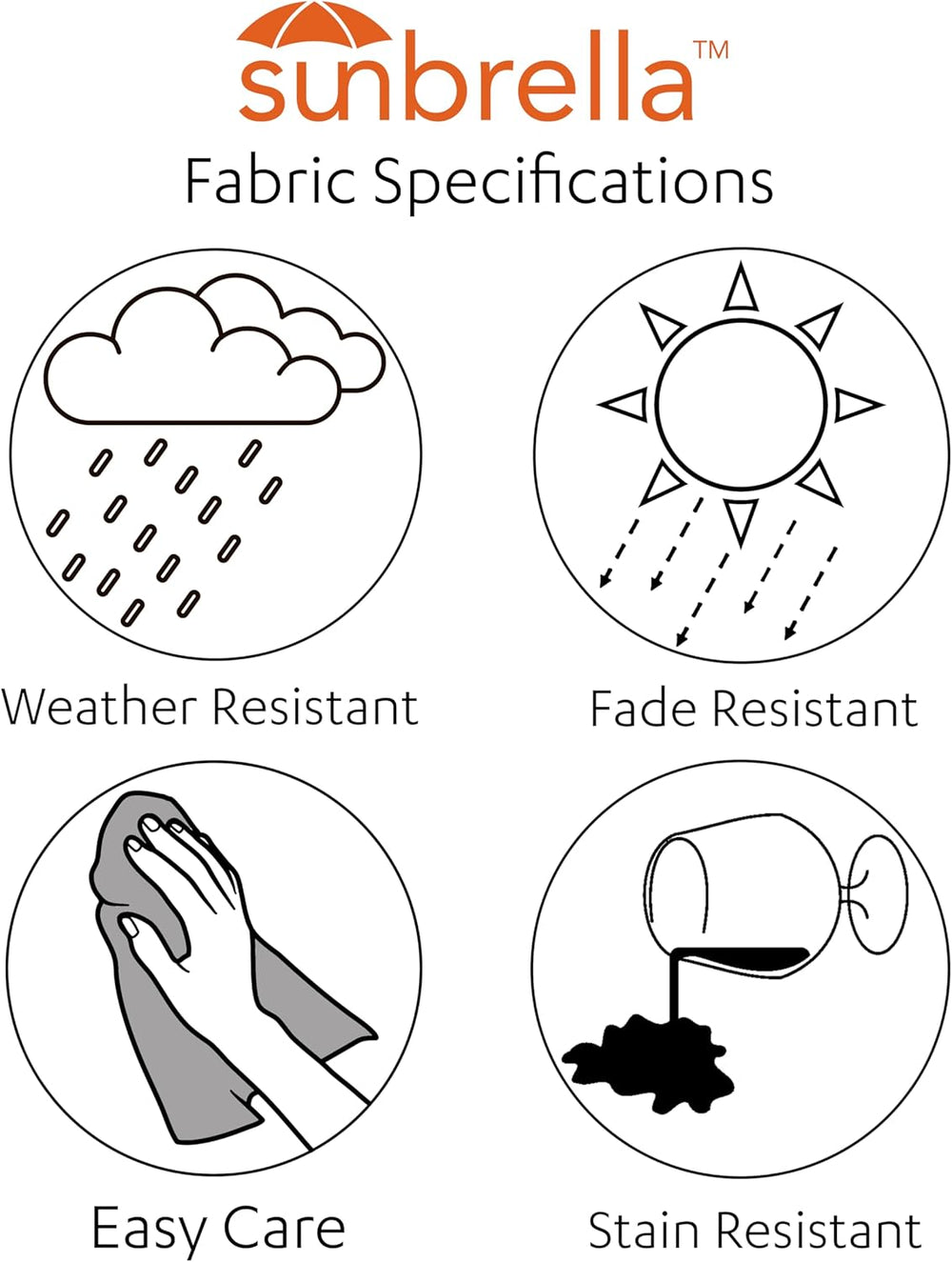 Outdoor/Indoor Sunbrella Throw Pillow Cover Only Square Set of 2 Pieces 18 in...