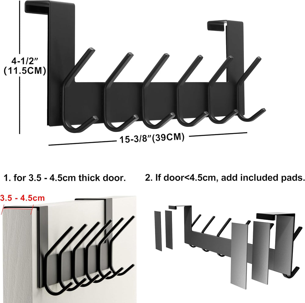 Dseap Over The Door Hook Hanger - 6 Hooks Over Door Coat Rack for Hanging Clo...