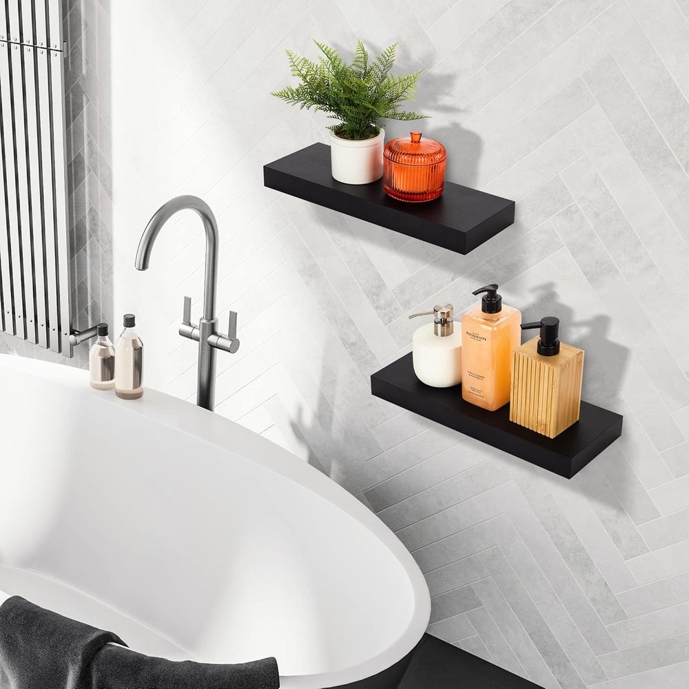 Sorbus 16 Inch Floating Shelves for Wall (2 Pack, Black)