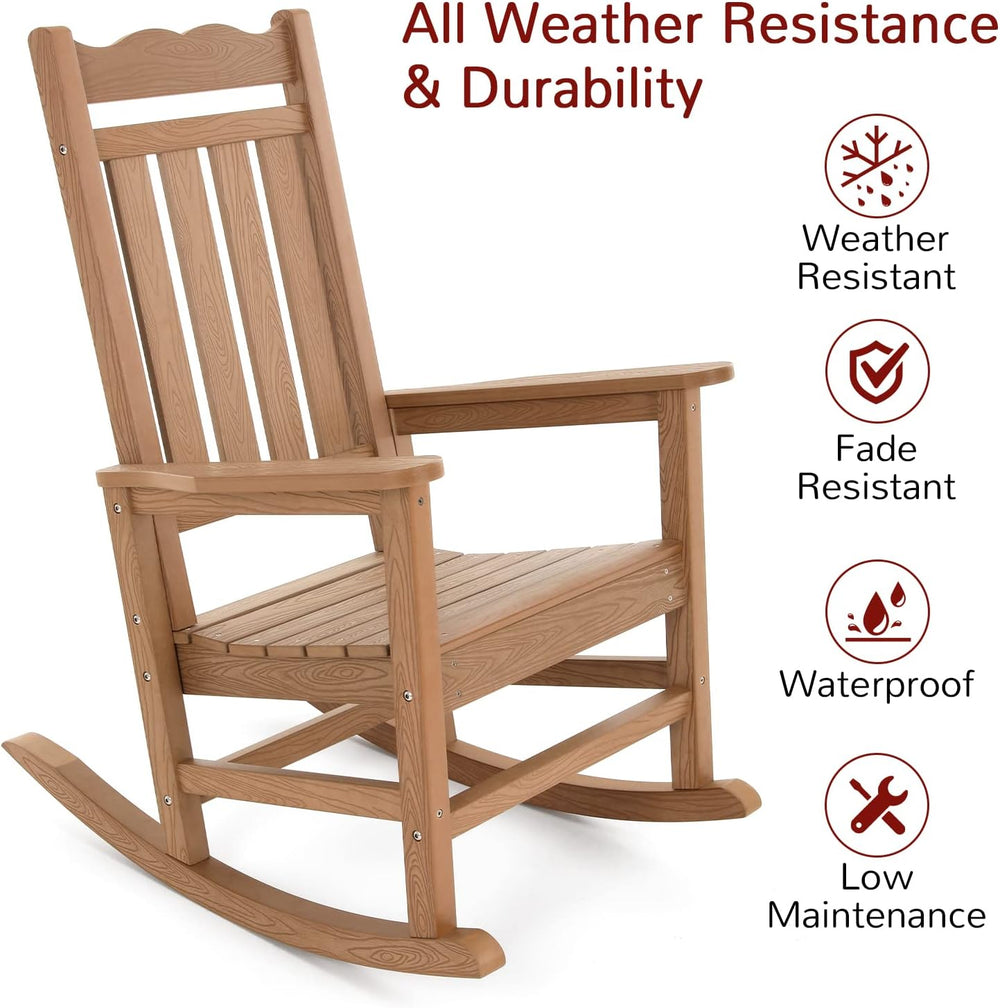 Stoog Patio Rocking Chairs Set of 2, All-Weather Outdoor & Indoor Porch R...