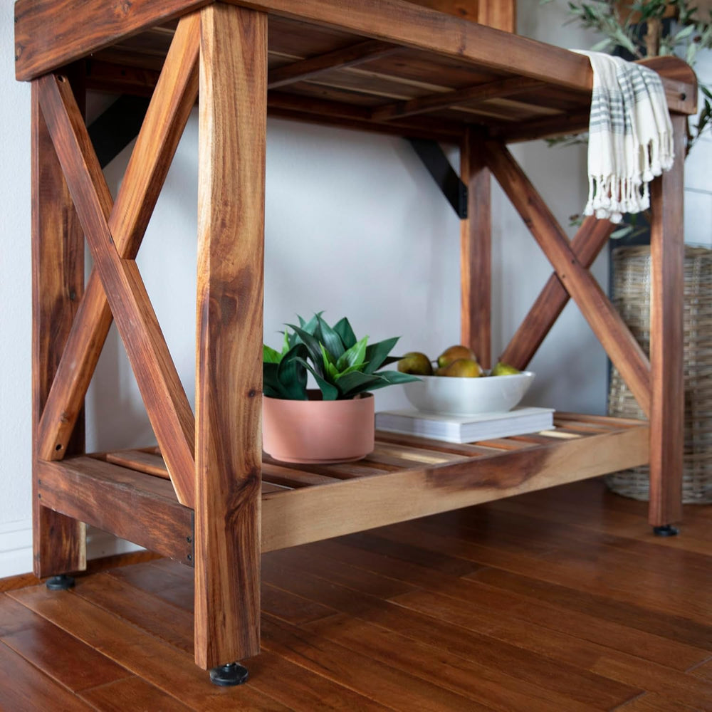 Backyard Discovery 47" Acacia Wood Garden Potting Bench & Serving Ba...