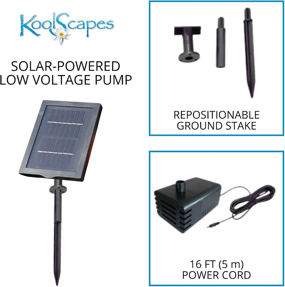 Koolscapes Solar-Powered 5-Tier Cascading Fountain, Terracotta Clay Pots, Sel...