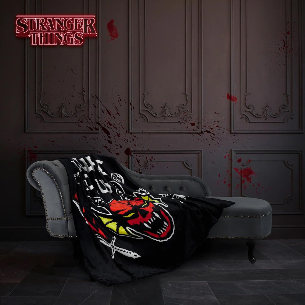 Stranger Things Blanket Throw Bedroom Accessories Fleece Blanket, Hellfire Cl...