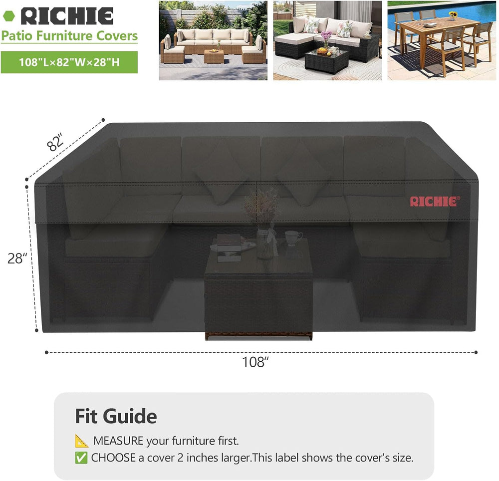 RICHIE Patio Furniture Covers, Waterproof Outdoor Table and Chair Set Cover, ...