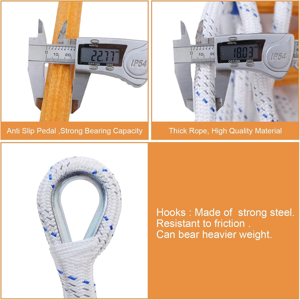 Rope Ladder,13 Feet Emergency Fire Escape Ladders Flame Resistant Safety Rope...