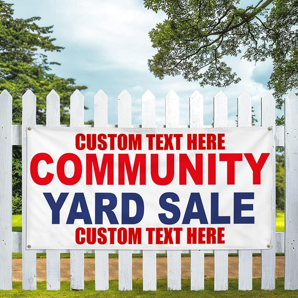 Custom Vinyl Banner Multiple Sizes Community Yard Sale Red Blue Yard Sale Out...